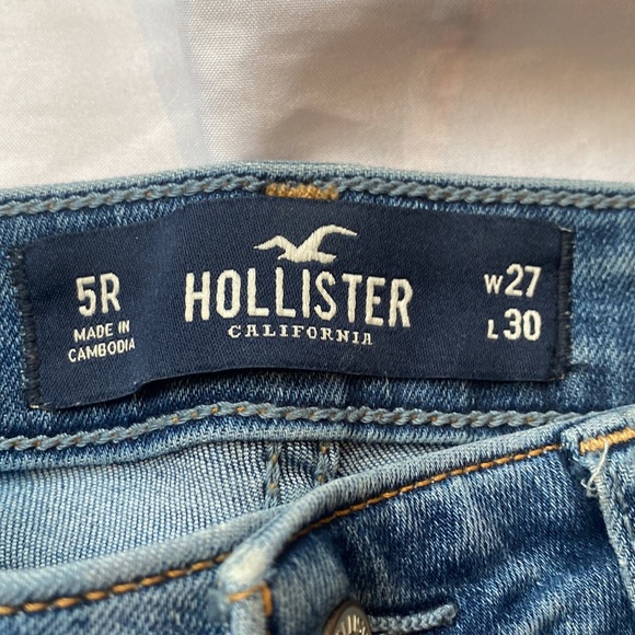 Hollister 27 Regular High Waisted Skinny Distressed Ripped Dark Blue Jeans - Picture 5 of 10